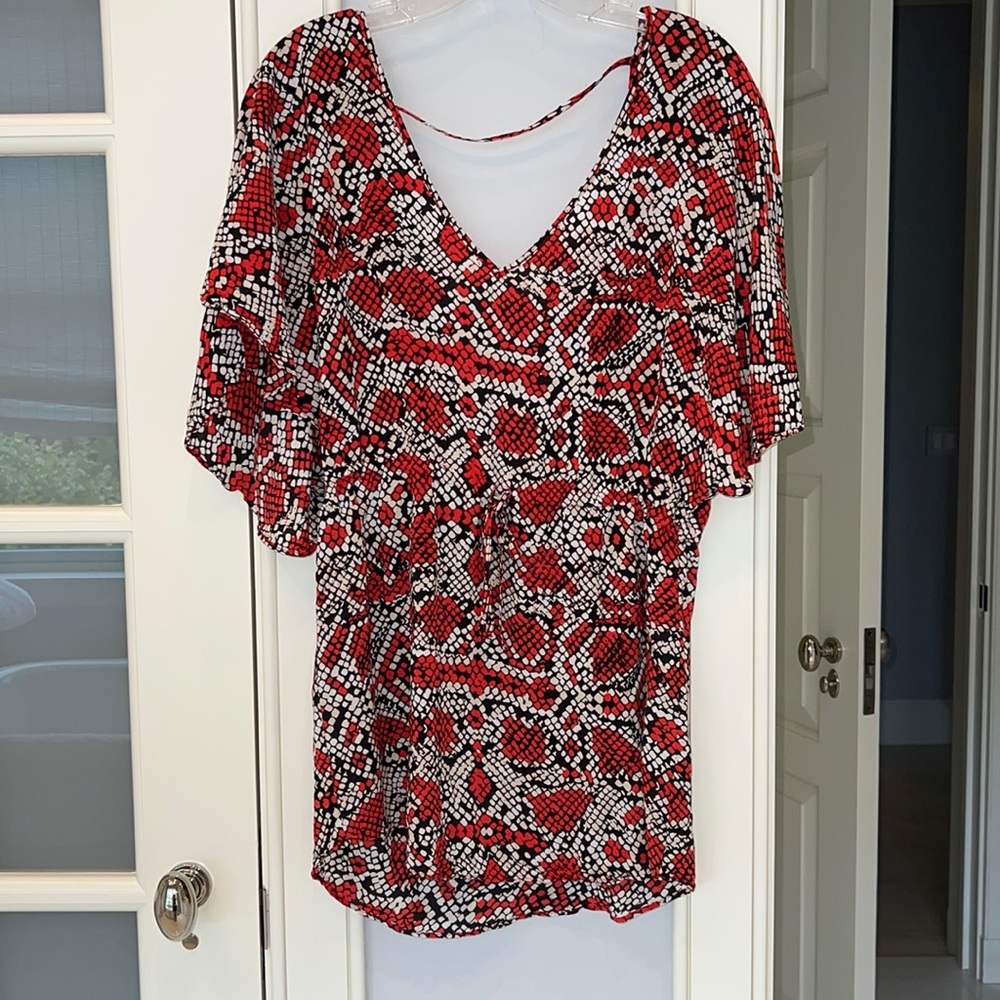 Vix red, white snake print coverup